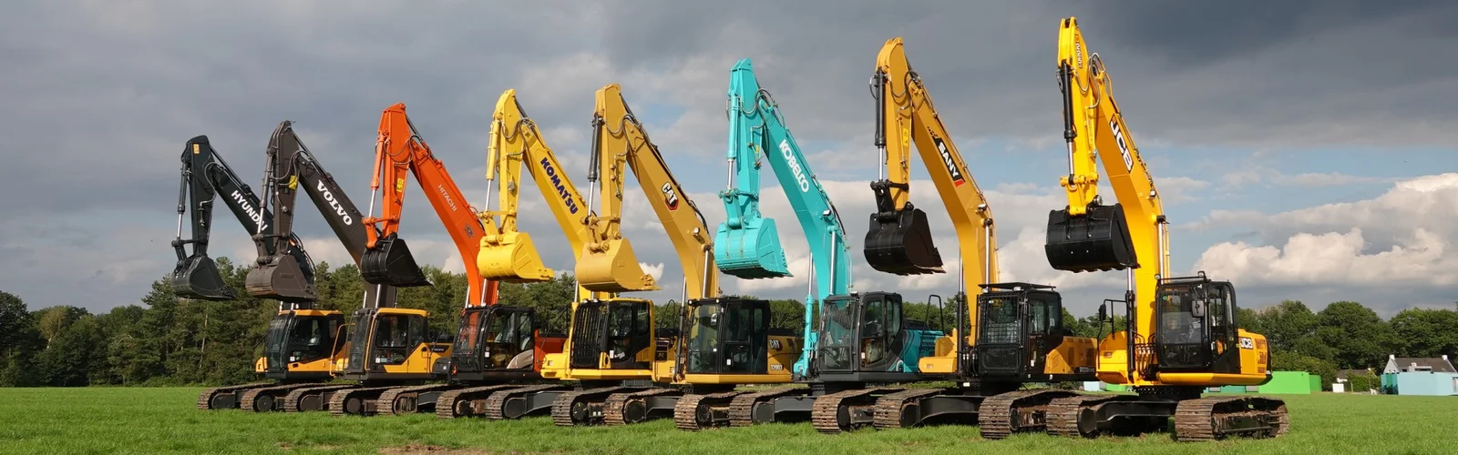 Lineup of Excavators from Multiple Brands